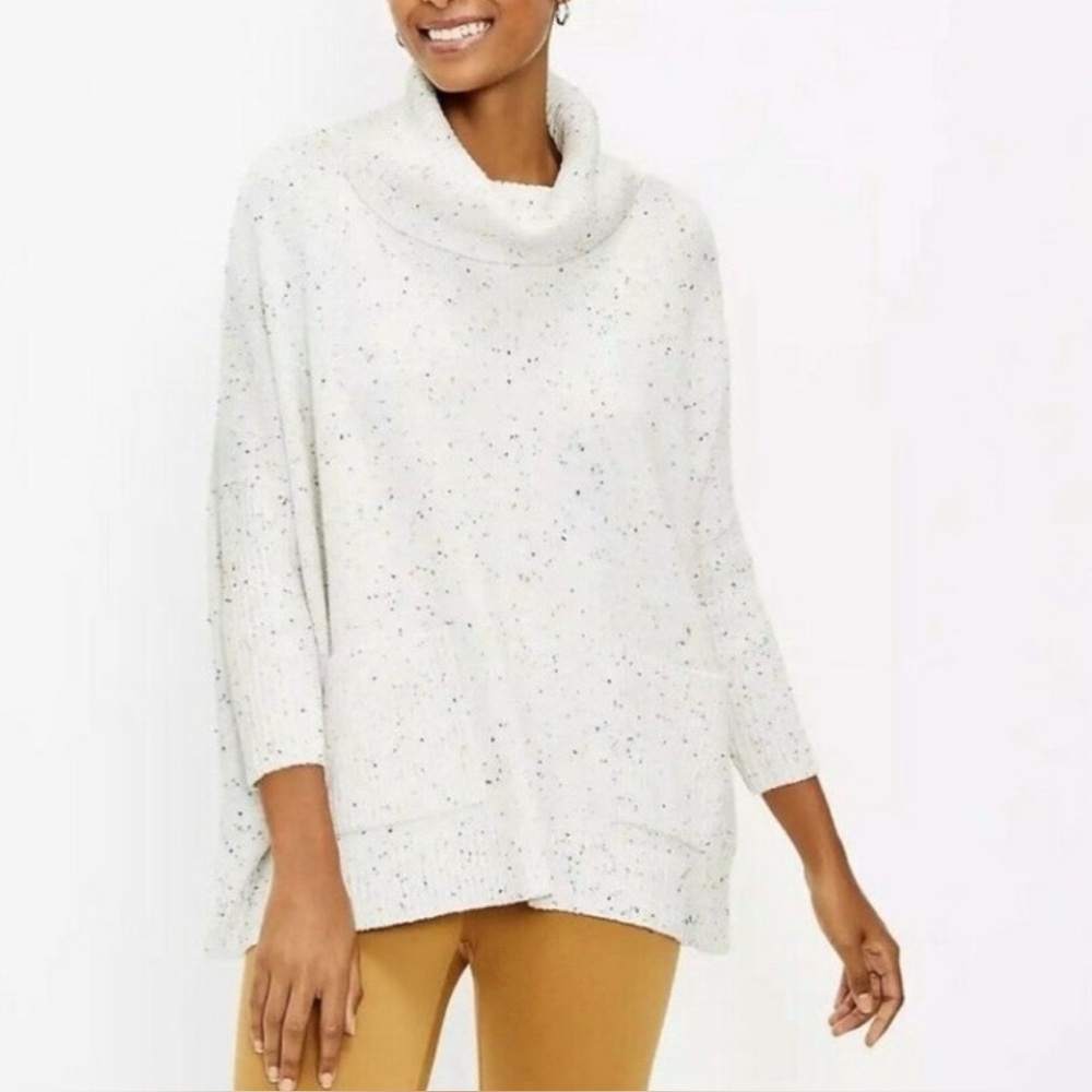 LIKE NEW! LOFT Flecked Pocket Poncho Sweater- size XS